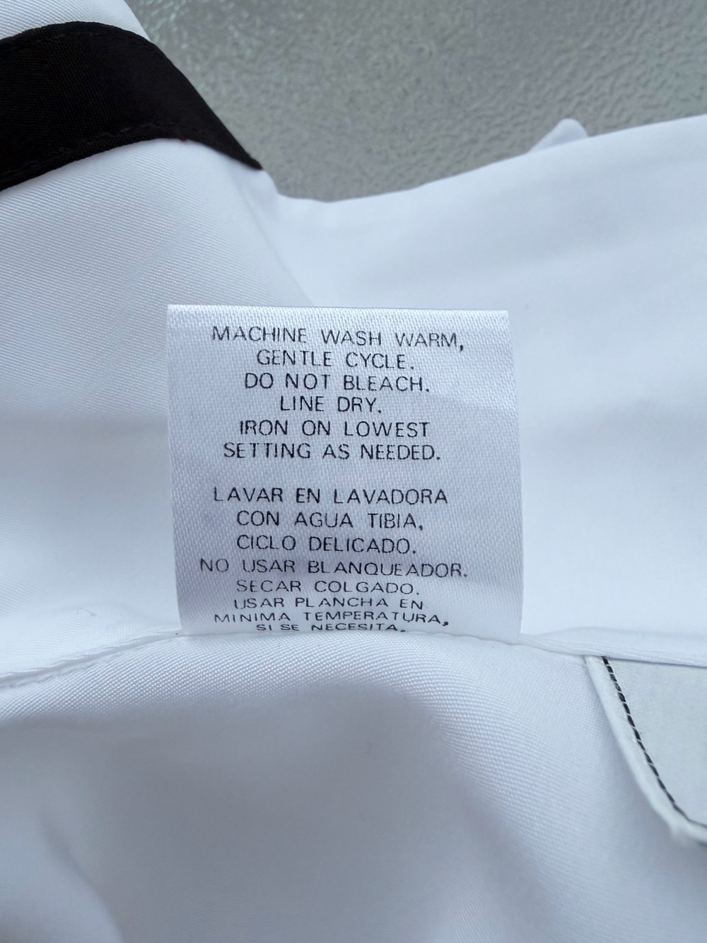 Kathy Che White with Black Trim Button Front Long Sleeve Collared Blouse ~ 16 - Picture 7 of 7